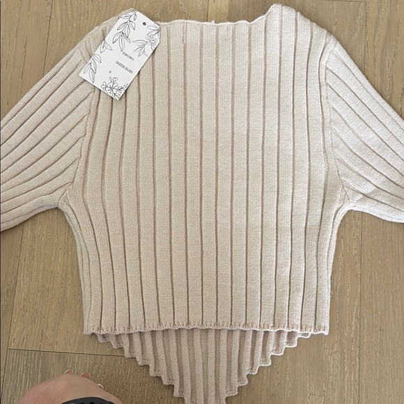 Beige Ribbed cropped Sweater - Picture 5 of 5